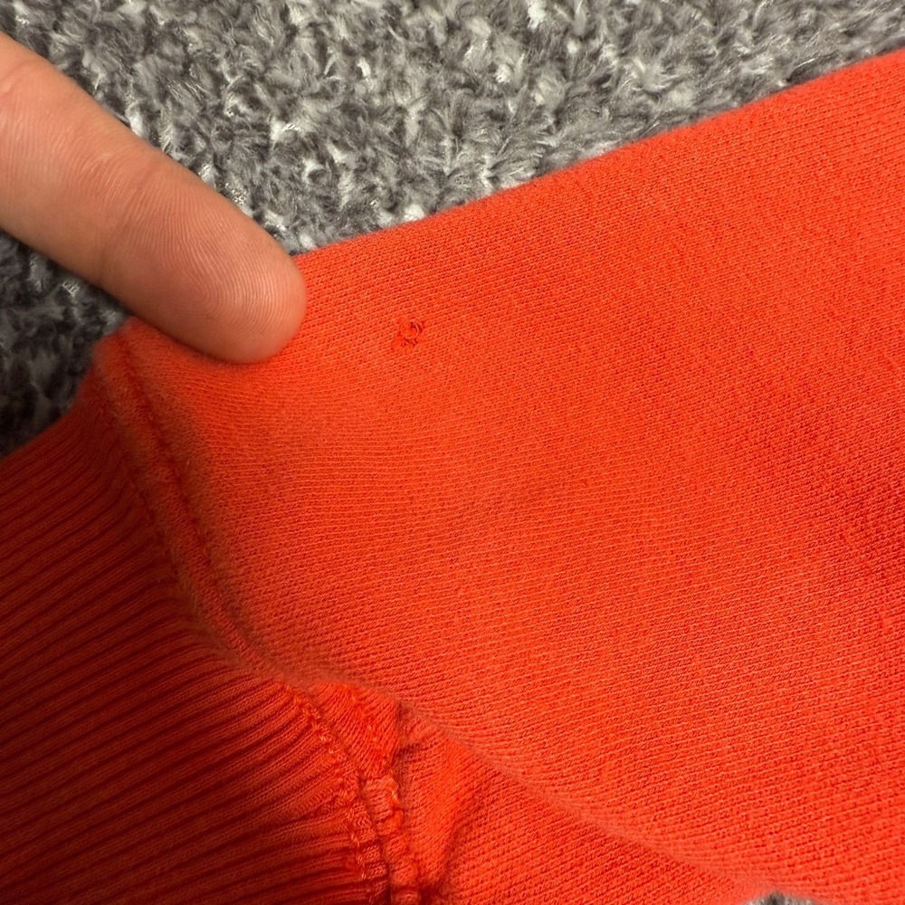 American Eagle Womens Sweatshirt Pullover S Red Orange Graphic Logo Crewneck - Picture 7 of 8